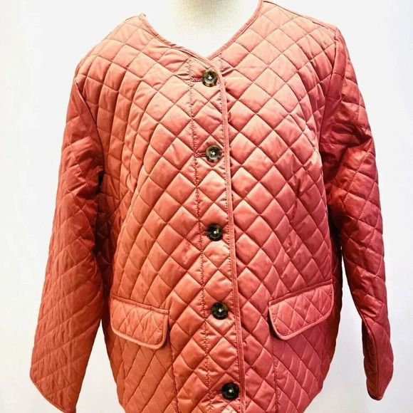 croft & barrow Jackets & Blazers - NWT CROFT & BARROW Women Button Down Quilted Orange Jacket Lightweight 1X